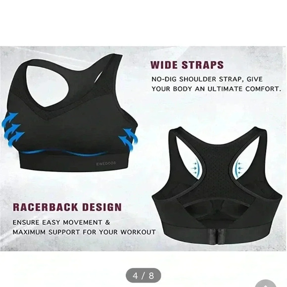 Ewedoos high impact push up Sports Bra Size Large - Picture 7 of 8